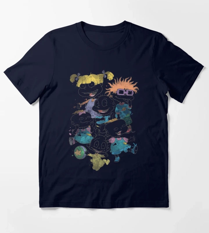 Rugrats Watercolor Group Shot Poster T-Shirt Navy