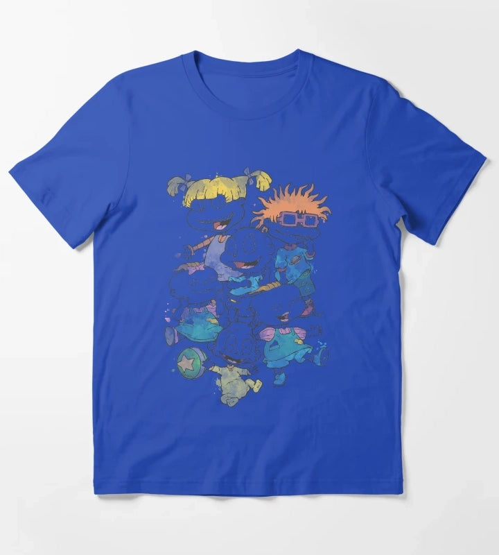 Rugrats Watercolor Group Shot Poster T-Shirt Blue