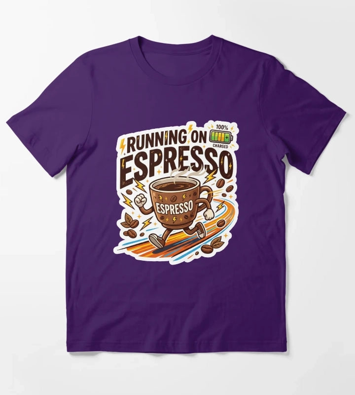 Running On Espresso Funny Coffee Lover Design T-Shirt Purple