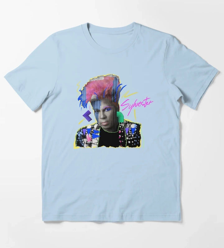 SLVSTR DISCO QUEEN black background T-Shirt Sky Blue