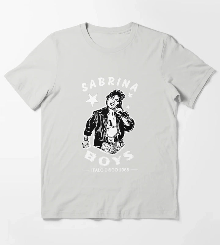 Sabrina Boys Italo Disco 1985 Stencil Vintage Design T-Shirt Light Grey