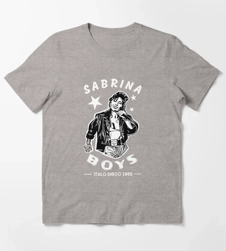Sabrina Boys Italo Disco 1985 Stencil Vintage Design T-Shirt Heather Grey