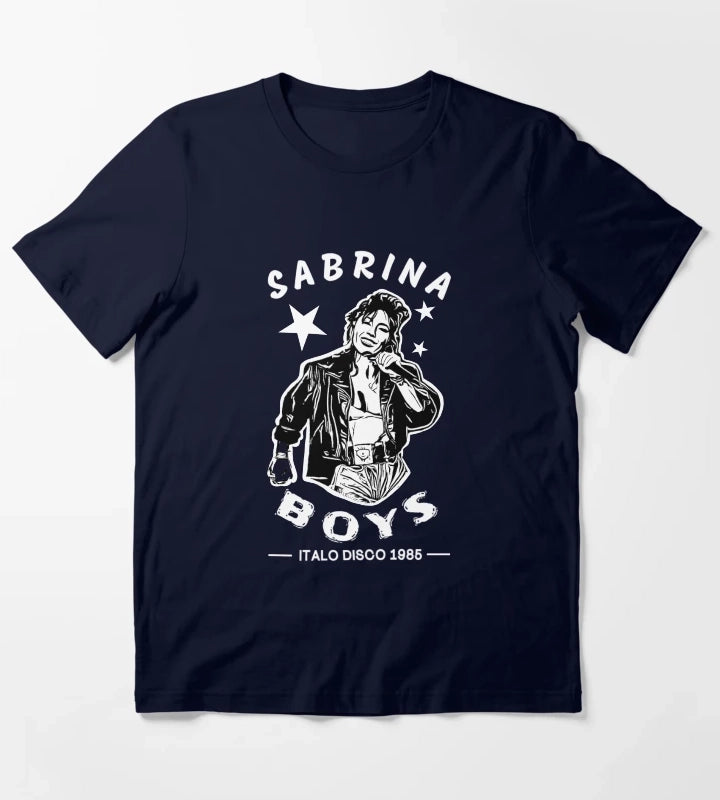 Sabrina Boys Italo Disco 1985 Stencil Vintage Design T-Shirt Navy