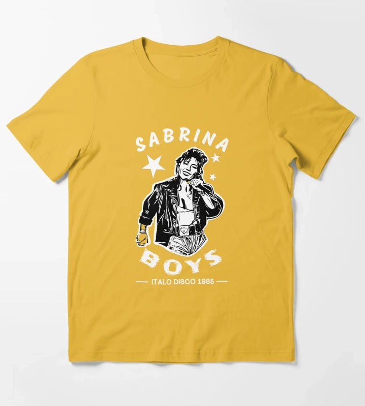Sabrina Boys Italo Disco 1985 Stencil Vintage Design T-Shirt Yellow