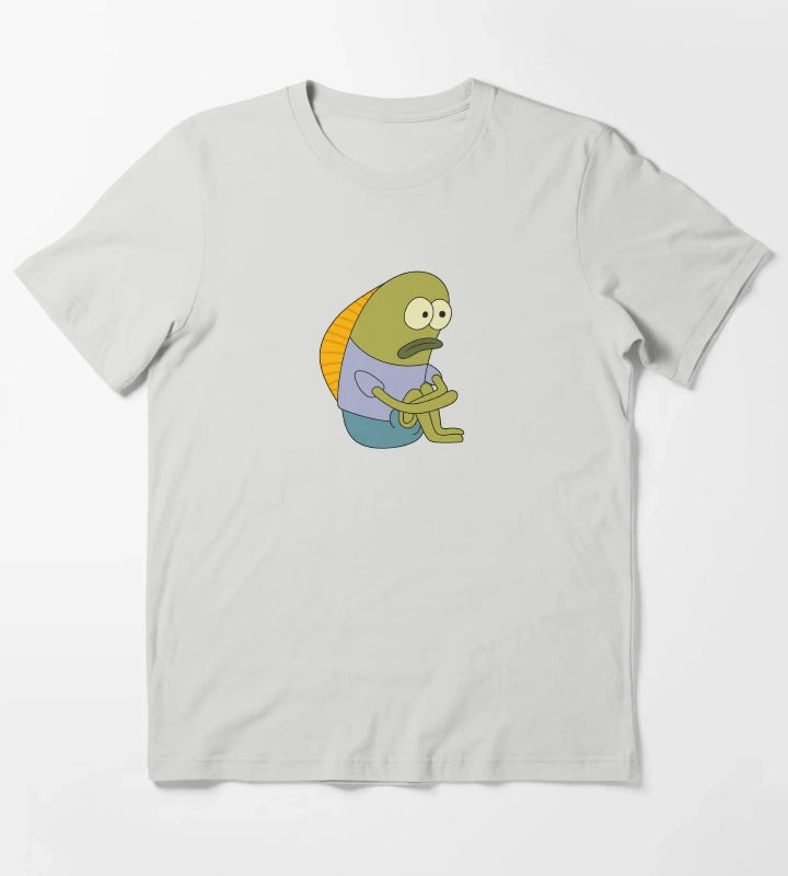Sad Fish Meme SpongeBob Funny Illustration T-Shirt Light Grey