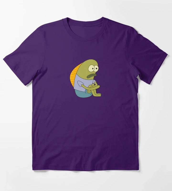 Sad Fish Meme SpongeBob Funny Illustration T-Shirt Purple