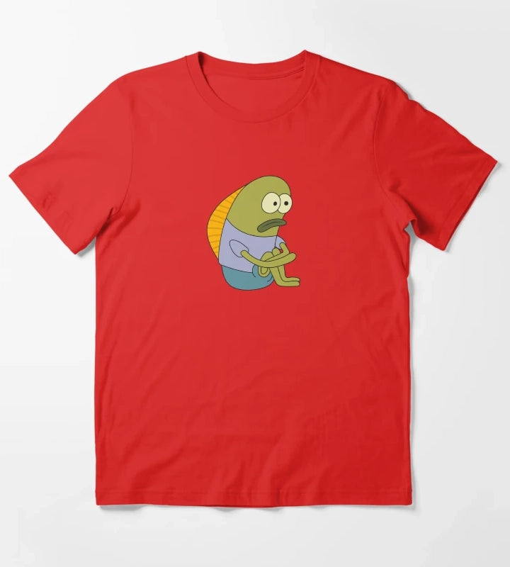 Sad Fish Meme SpongeBob Funny Illustration T-Shirt Red