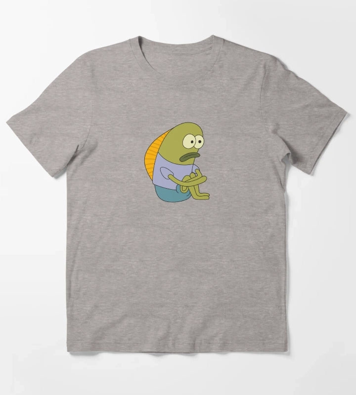 Sad Fish Meme SpongeBob Funny Illustration T-Shirt Heather Grey