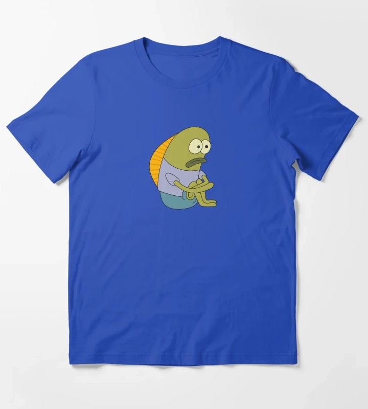 Sad Fish Meme SpongeBob Funny Illustration T-Shirt Blue