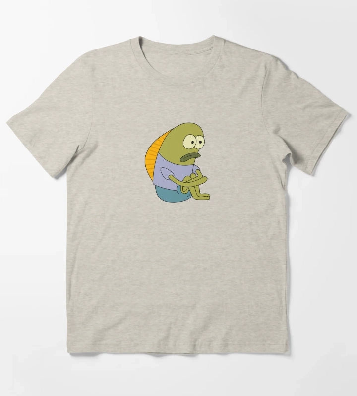 Sad Fish Meme SpongeBob Funny Illustration T-Shirt Cream