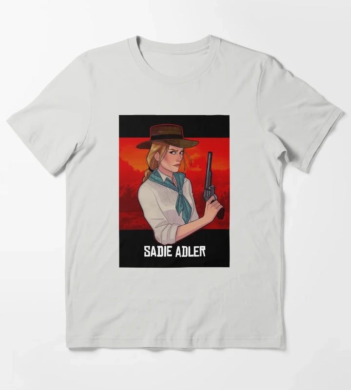 Sadie Adler Cowgirl Video Gaming T-Shirt Light Grey