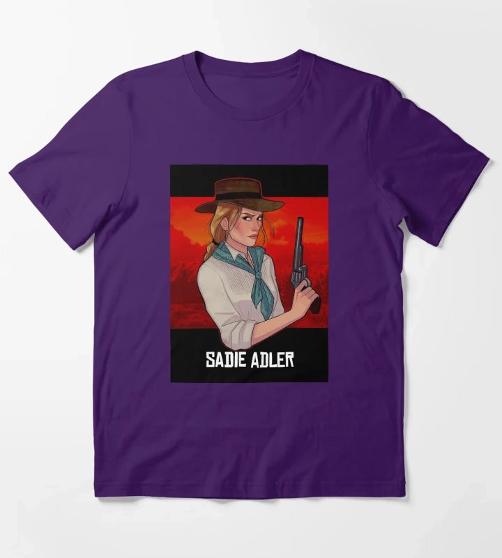 Sadie Adler Cowgirl Video Gaming T-Shirt Purple