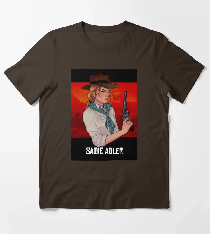 Sadie Adler Cowgirl Video Gaming T-Shirt Brown
