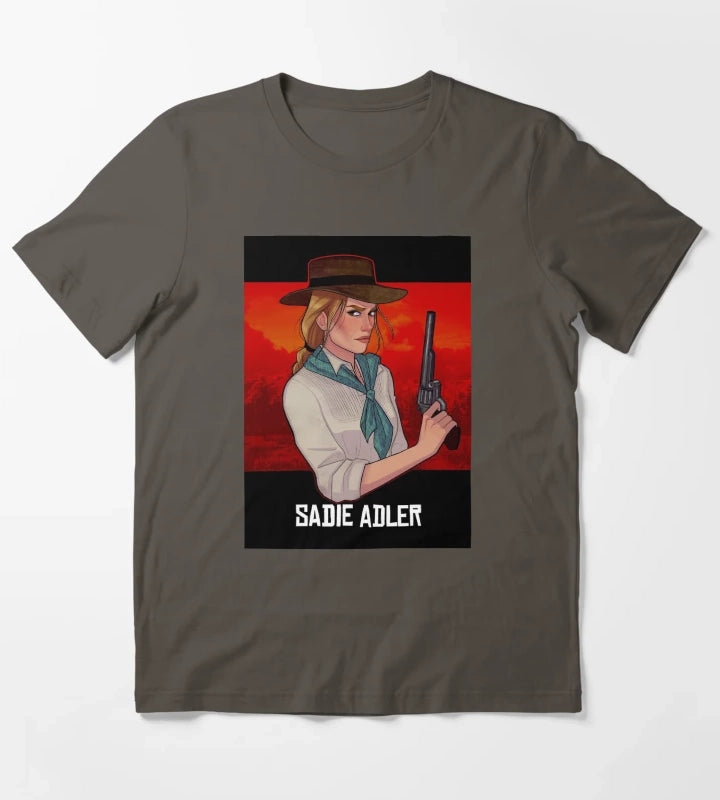 Sadie Adler Cowgirl Video Gaming T-Shirt Dark Grey