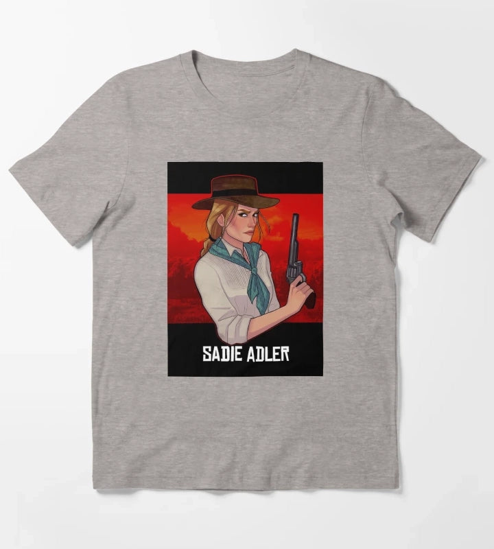 Sadie Adler Cowgirl Video Gaming T-Shirt Heather Grey