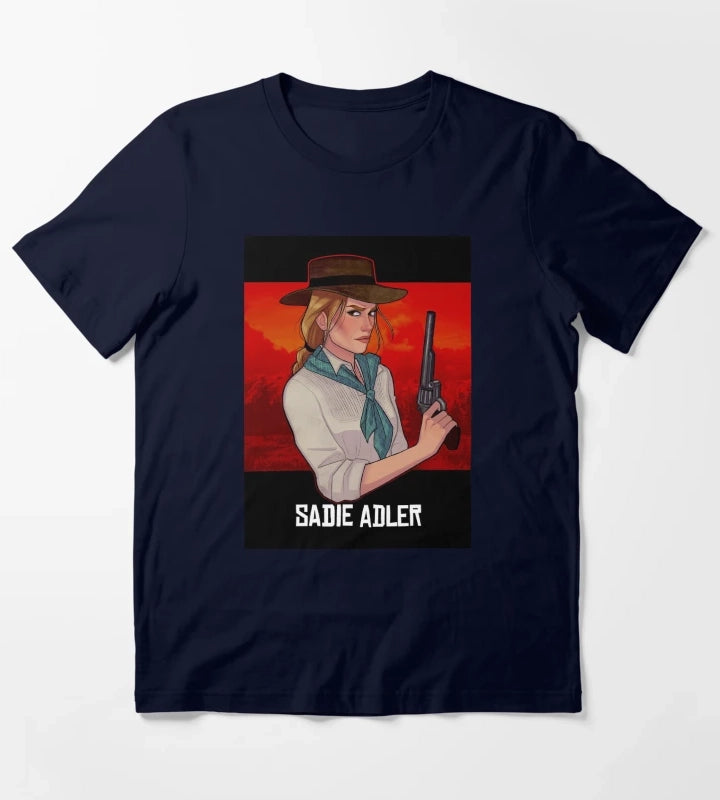 Sadie Adler Cowgirl Video Gaming T-Shirt Navy