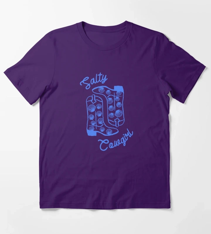 Salty Cowgirl Western Beach Boots Design T-Shirt Purple