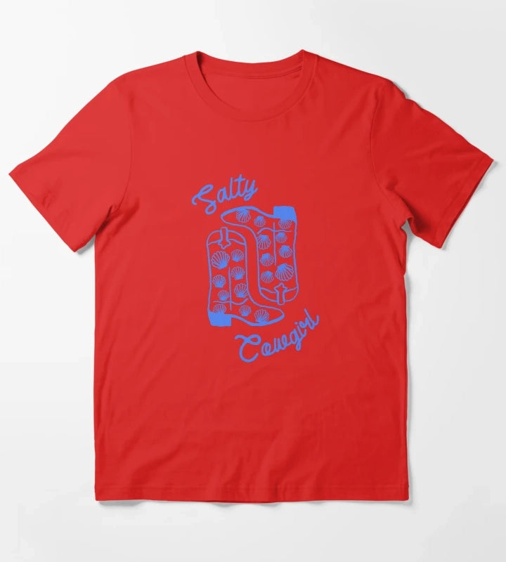 Salty Cowgirl Western Beach Boots Design T-Shirt Red