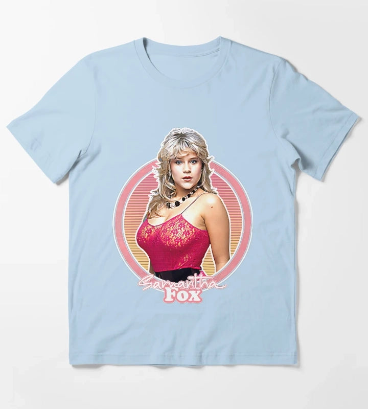 Samantha 80s Fox Fan T-Shirt Sky Blue
