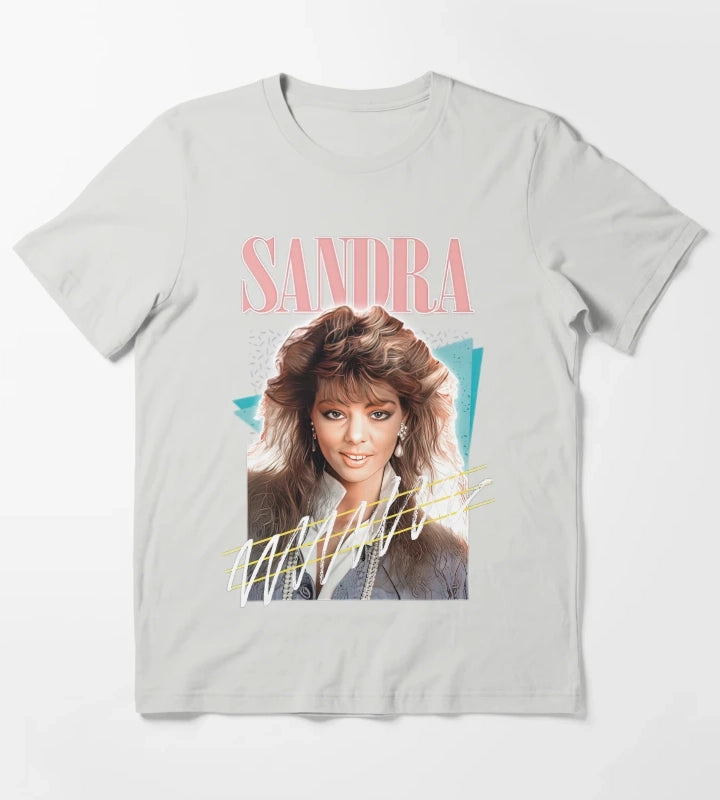 Sandra 80s Cretu Retro Fan Art T-Shirt Light Grey