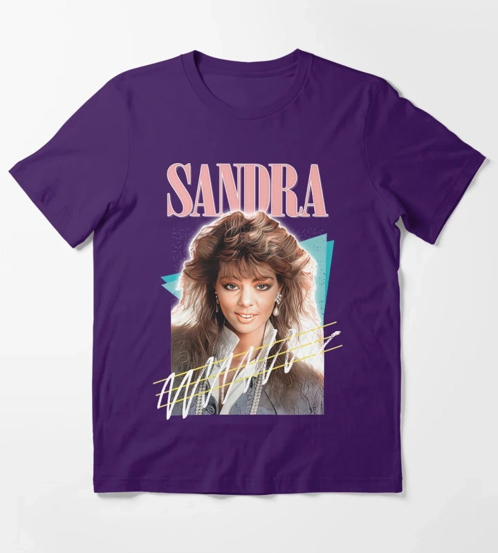 Sandra 80s Cretu Retro Fan Art T-Shirt Purple