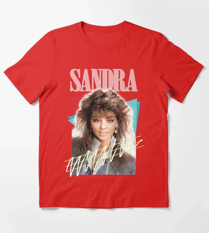 Sandra 80s Cretu Retro Fan Art T-Shirt Red