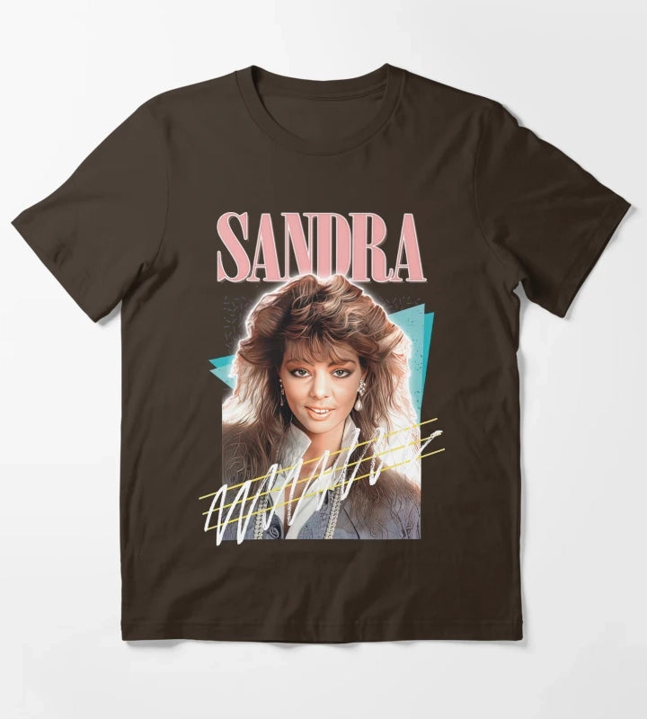 Sandra 80s Cretu Retro Fan Art T-Shirt Brown
