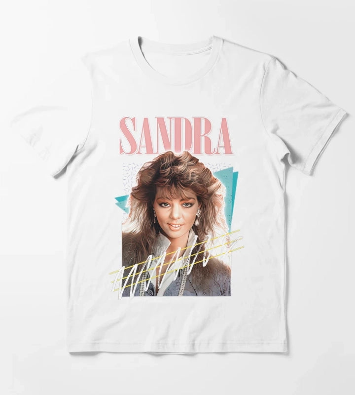 Sandra 80s Cretu Retro Fan Art T-Shirt White