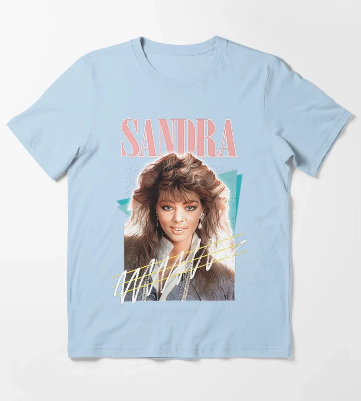 Sandra 80s Cretu Retro Fan Art T-Shirt Sky Blue