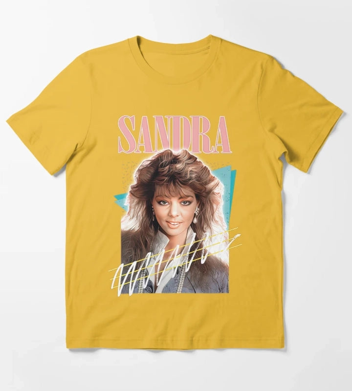 Sandra 80s Cretu Retro Fan Art T-Shirt Yellow
