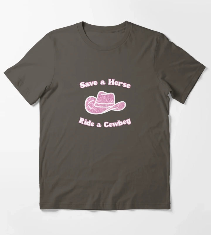 Save a Horse Ride a Cowboy T-Shirt Dark Grey