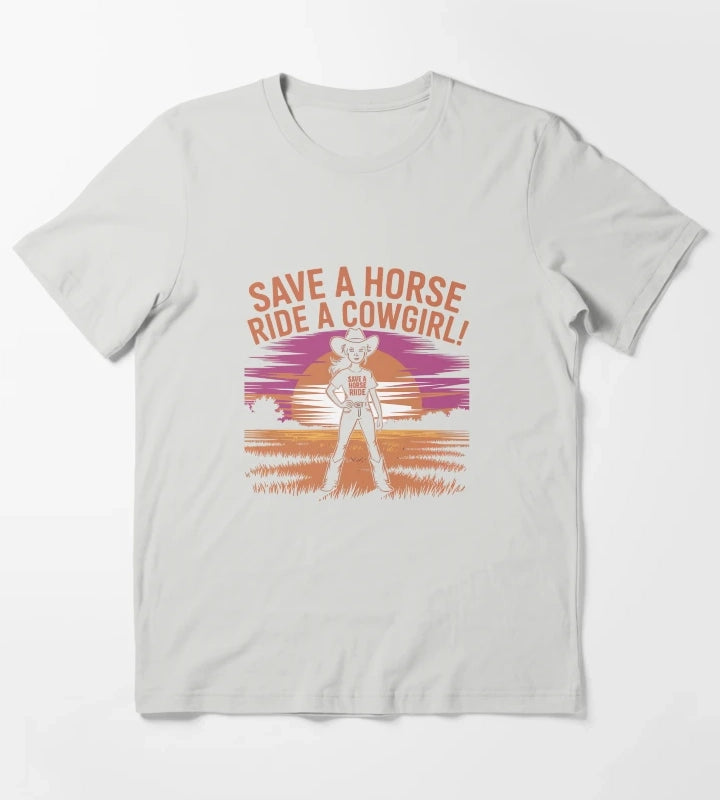 Save a Horse Ride a Cowgirl Funny Western Rodeo Bachelorette Shirt T-Shirt Light Grey