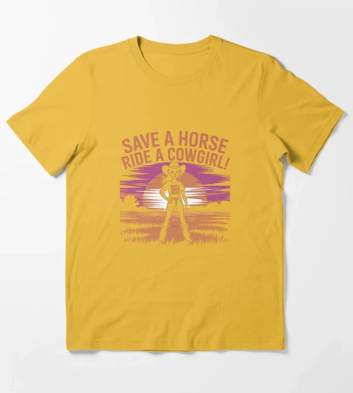 Save a Horse Ride a Cowgirl Funny Western Rodeo Bachelorette Shirt T-Shirt Yellow