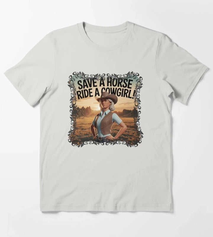 Save a horse ride a cowgirl vintage designs Cowgirl Chic T-Shirt Light Grey
