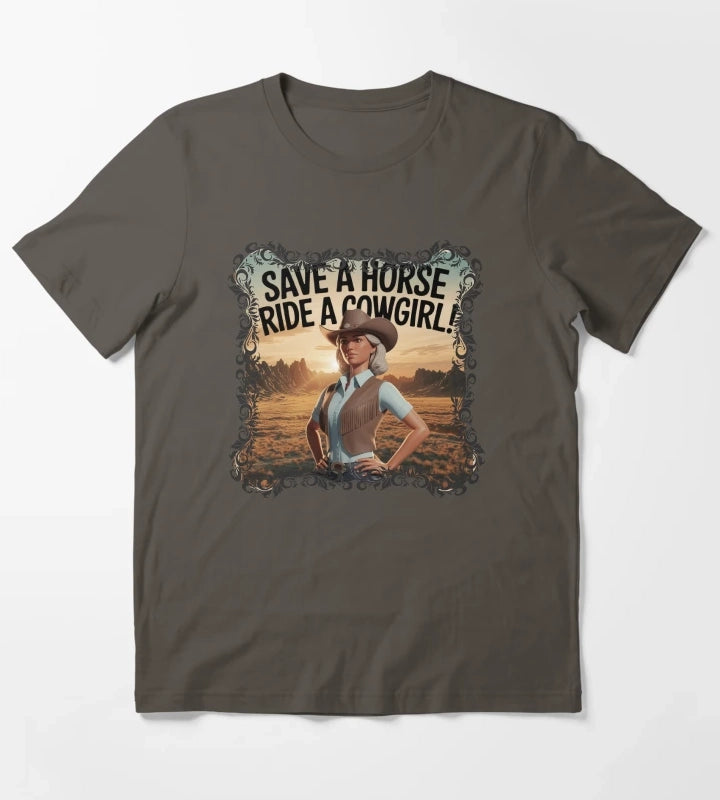 Save a horse ride a cowgirl vintage designs Cowgirl Chic T-Shirt Dark Grey