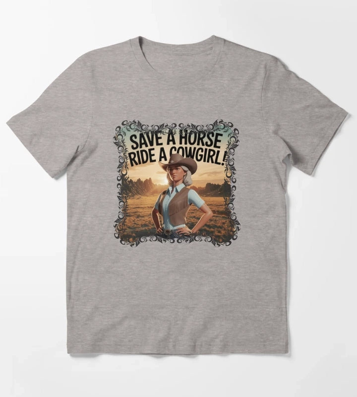 Save a horse ride a cowgirl vintage designs Cowgirl Chic T-Shirt Heather Grey