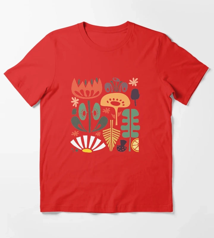 Scandinavian Wildflowers T-Shirt Red