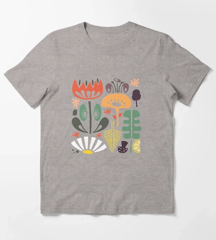 Scandinavian Wildflowers T-Shirt Heather Grey