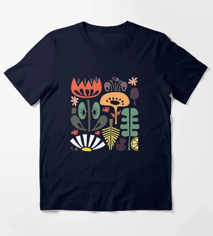 Scandinavian Wildflowers T-Shirt Navy