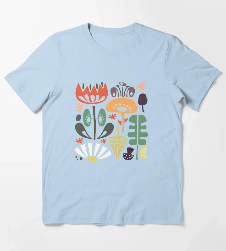 Scandinavian Wildflowers T-Shirt Sky Blue