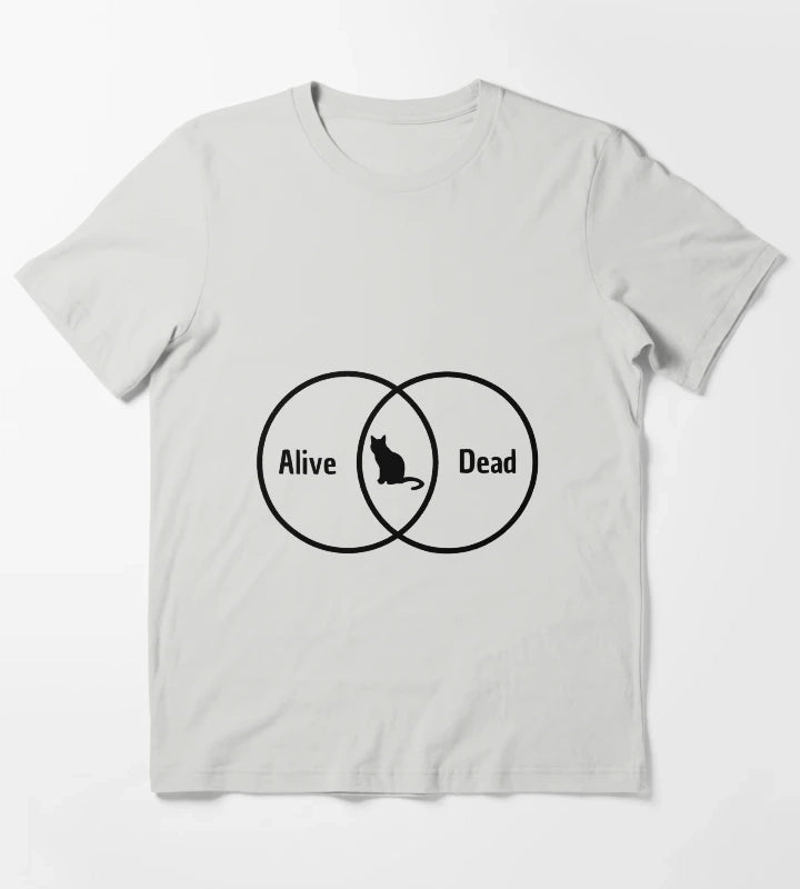 Schrodingers cat Venn diagram T-Shirt Light Grey