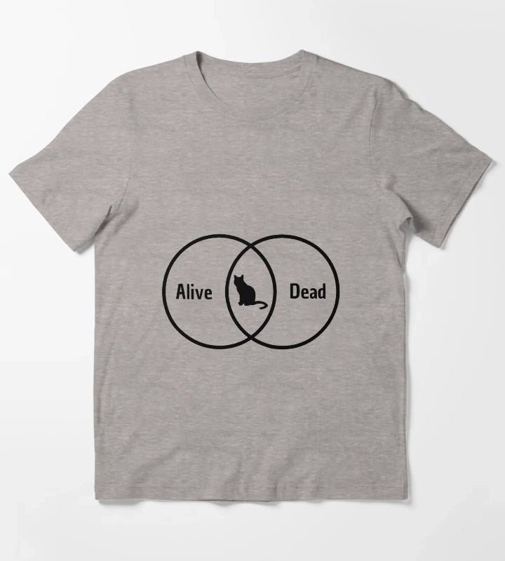 Schrodingers cat Venn diagram T-Shirt Heather Grey