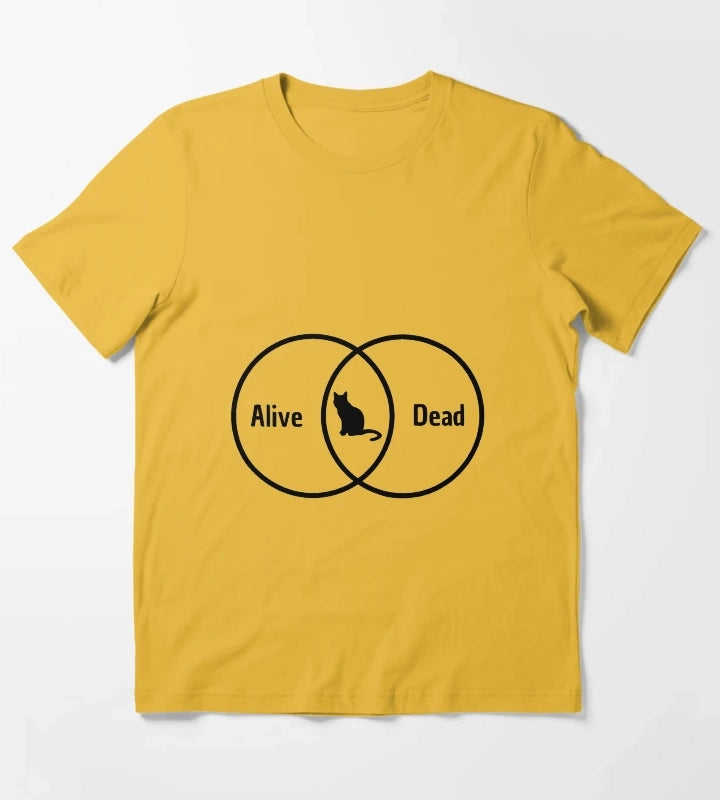 Schrodingers cat Venn diagram T-Shirt Yellow