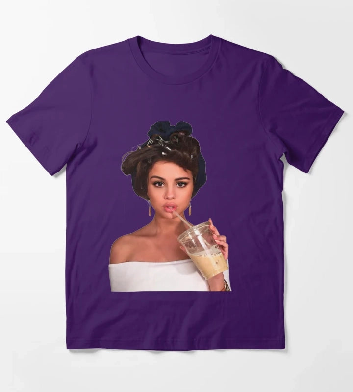 Selena Gomez Coffee T-Shirt Purple