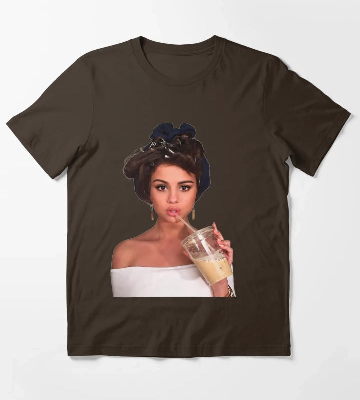 Selena Gomez Coffee T-Shirt Brown