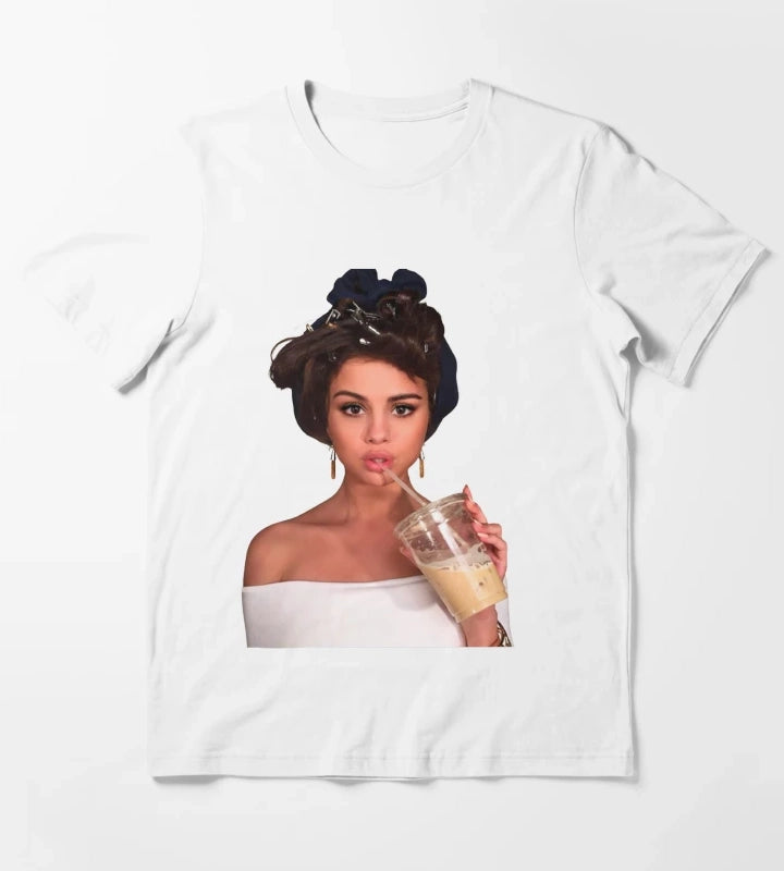 Selena Gomez Coffee T-Shirt White