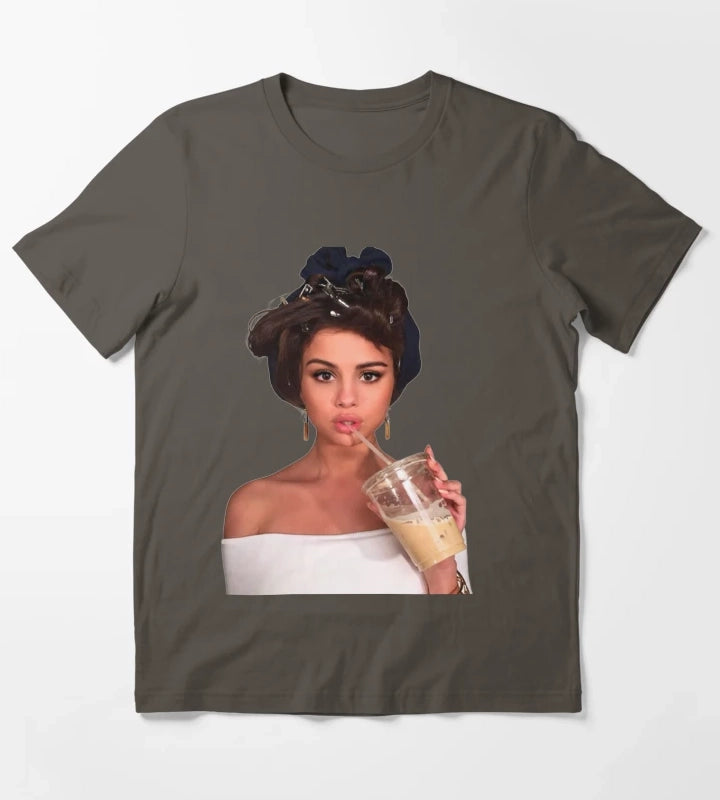 Selena Gomez Coffee T-Shirt Dark Grey