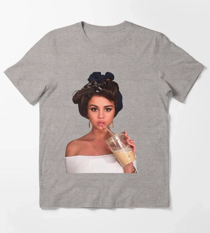 Selena Gomez Coffee T-Shirt Heather Grey