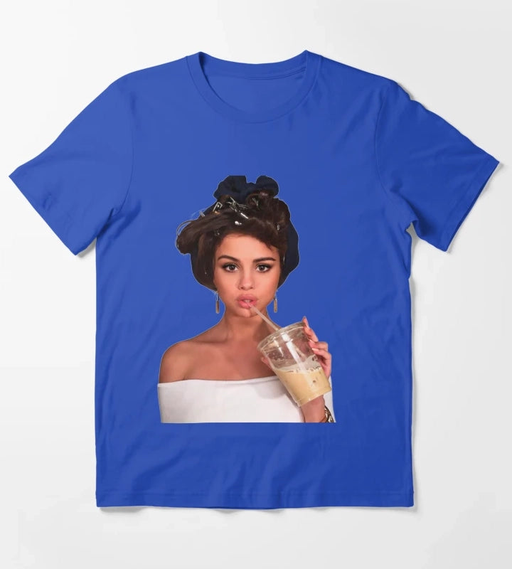 Selena Gomez Coffee T-Shirt Blue