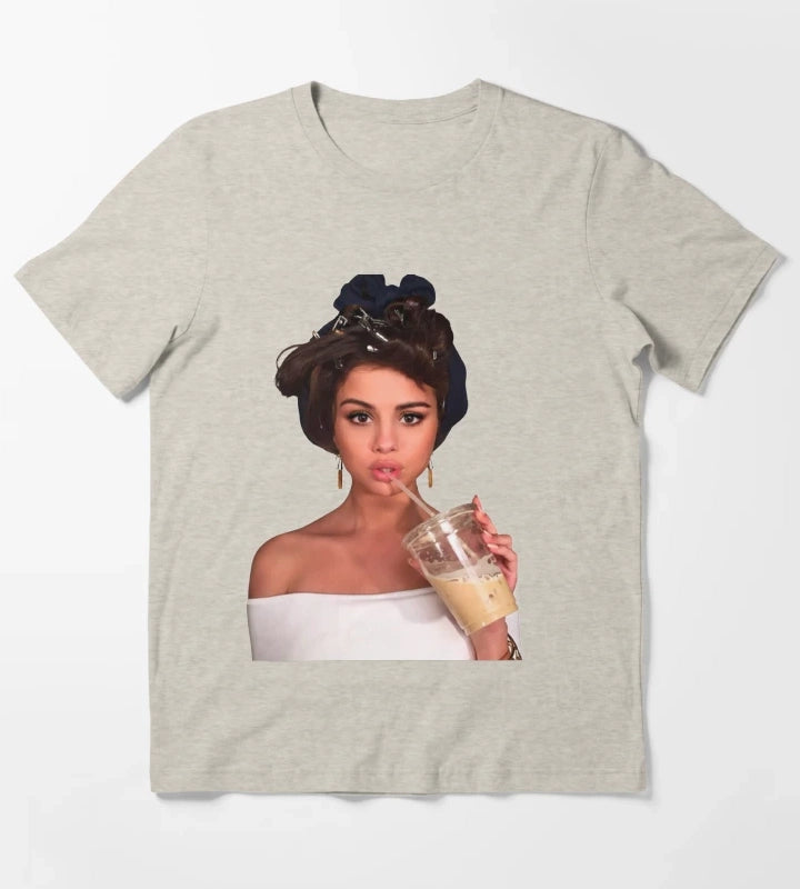 Selena Gomez Coffee T-Shirt Cream